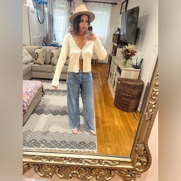 TWO bundle of no boundaries tie front ribbed long sleeve sweaters - Picture 4 of 11